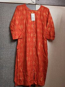 Women's New rust Printed Straight Kurti with Tags