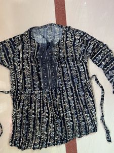 Embellished Navy Floral Kurta