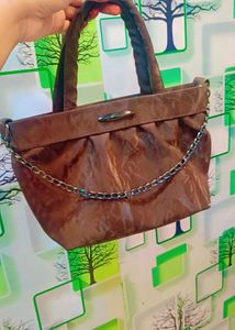 Stylish Brown velvet Chain Handbag