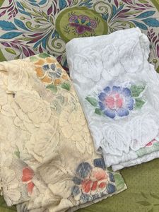 combo Vintage White/golden Net Double Bed Sheets -