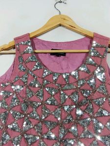 Diwaah Peach Embroidered Crop Top (Women)