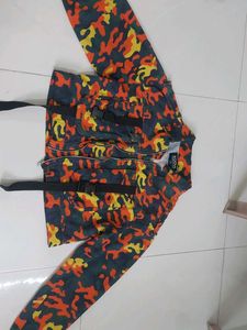 unisex militry print cropped jacket /coat