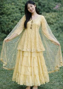 Elegant Yellow Ethnic sharara Set