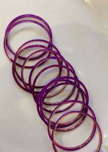 Purple Glitter Bangles Set of 12