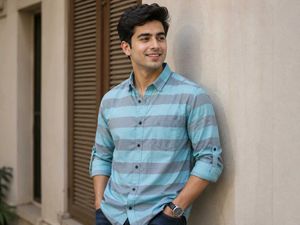 Sky Blue Striped Casual Shirt 👔