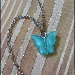 Cute Blue Butterfly Pendant Necklace