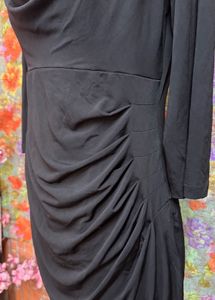 Elegant Black Cowl Neck Dress