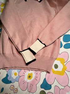 Pink Collared Knit Sweater