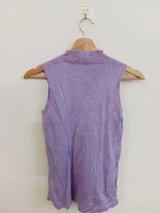 Lilac Mock Neck Sleeveless Top