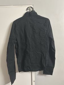 Black Ruffled Button-Up Blouse