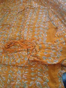 yellow Embroidered girl kids lehenga choli