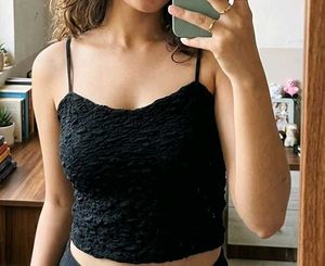Stylish Black Textured Cami Top