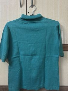 Turquoise Knit Short Sleeve Top