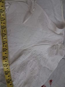 White Textured V-Neck Tie-Up Top