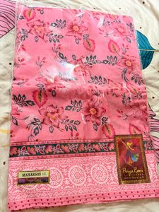 Vibrant Pink Floral Saree
