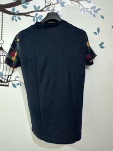 Men's Navy Floral Print T-Shirt (EUROPE )
