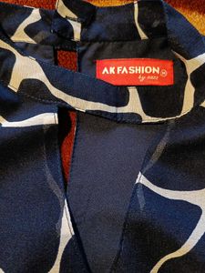 Navy Blue Printed Dress