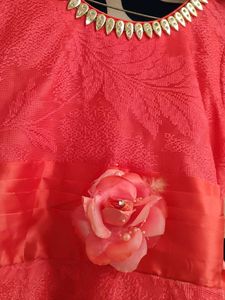 Coral Occasion Dress with Floral Detail