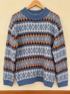 Blue & Brown Patterned Pullover
