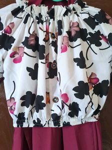 Floral Print Off-Shoulder Blouse and Skirt set