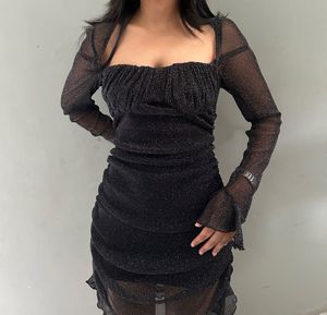 Sparkly Black Long Sleeve Dress