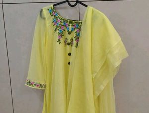 Yellow Embroidered Kurta Set with Dupatta