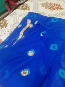 Jaipuri Beautiful Royal Blue Saree
