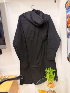 Shein Black Long Zip-Up Hooded Jacket