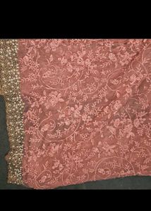 Stunning Embroidered Saree with Pearl Border