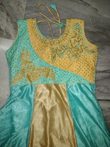 Full umbrella gown with dupatta,sleeve inner, and pant