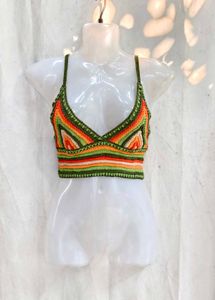 281110. Crocheted Boho Crop Top
