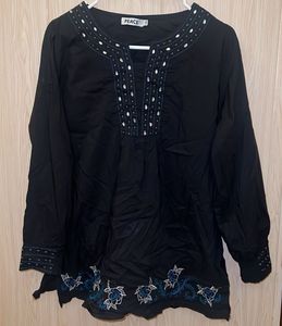 Elegant Black Embroidered Tunic