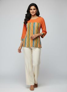Orange Chevron Print Top