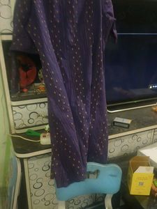 Elegant Purple Kurta with Golden Print