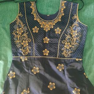 Elegant Navy Blue Embroidered Dress
