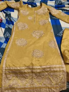 Embroidered Silk dress with pant