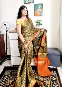 1day Offer Semi KANJEEVARAM BLACK Saree