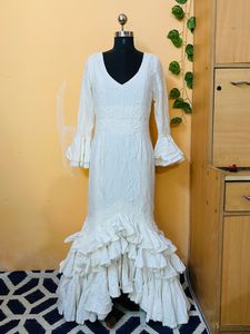 Heavy Flair White Spanish Dress