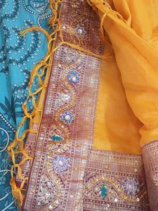 Beautiful Yellow Saree with Embellished Border