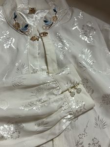 Elegant White Brocade Blouse