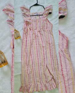 Pink Striped Smocked Maxi Dress