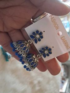 Blue Jhumka Earrings