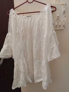 Bohemian White Cold Shoulder Top