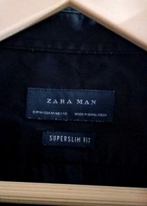 Zara Man Superslim Shirt| Black| Size -M