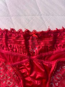 Red Lace Trim Briefs