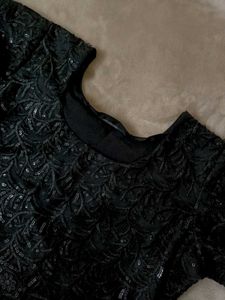 Elegant Black Sequined Ethnic Gown