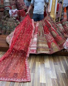 Stunning Red Embellished Lehenga Choli