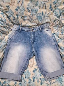 Washed Blue Denim Shorts