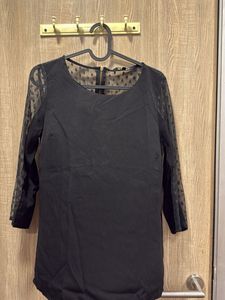 Elegant Black Sheer Sleeve detail Top