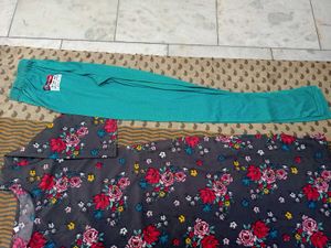 Floral Print Kurta with Leggings